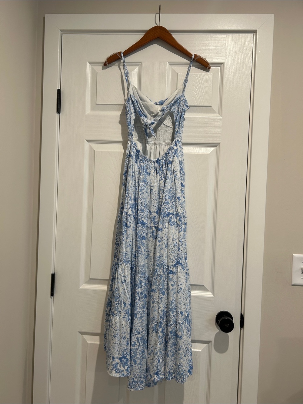 Hollister Light Blue & White Floral Maxi Dress with Spaghetti Straps - Picture 2 of 2